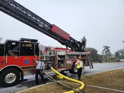 Ladder truck pumping