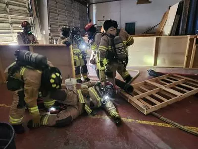 Firefighters training