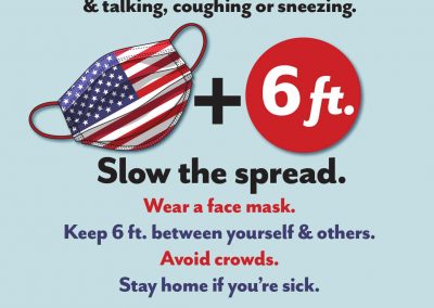 Covid spreads when people are close and talking, coughing or sneezing. Slow the spread. Ware a face mask. Keep 6 ft between yourself and others. Avoid crowds. Stay home if youre sick