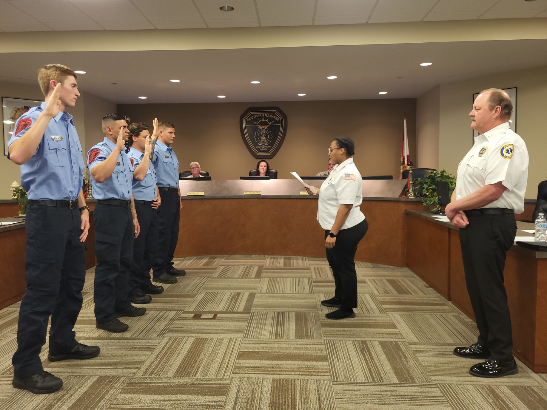 four new firefighters who were sworn in